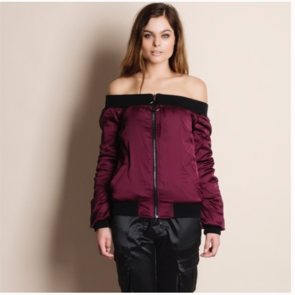 Jackets & Blazers - Off Shoulder Bomber Jacket